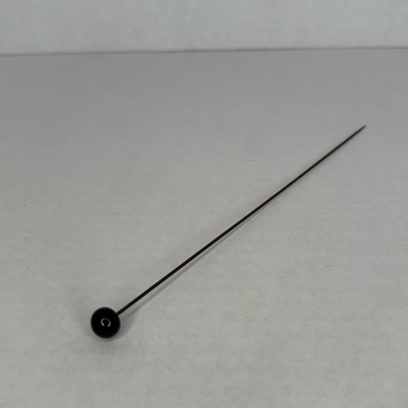 Black Antique Hat Pin, Silver Stem- 9" L Hat Pin - Picture 1 of 5
